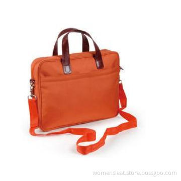 Orange Nylon Bag with Leather Handles / Office Ladies Lapto